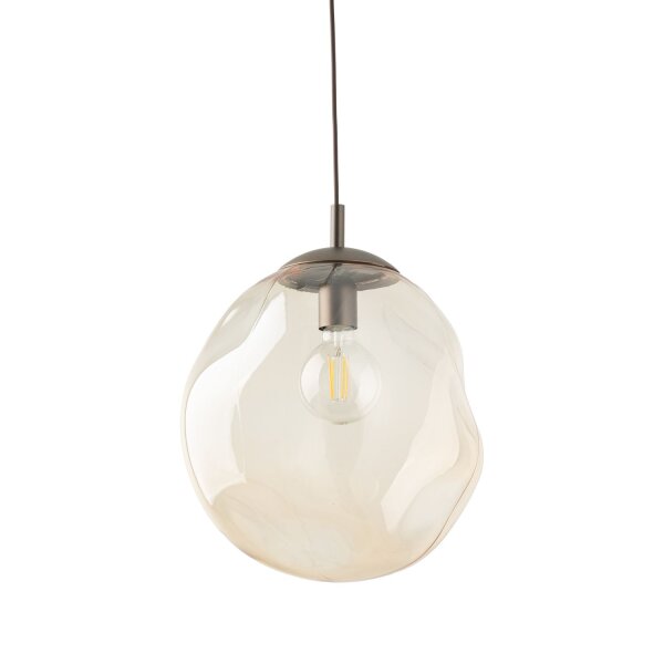 Pendelleuchte Glas Metall Braun Bernstein E27 Ø35 cm