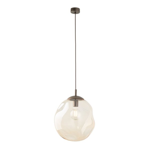 Pendelleuchte Glas Metall Braun Bernstein E27 Ø35 cm