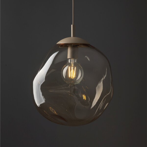 Pendelleuchte Glas Sandfarben Cognac E27 Ø35 cm modern