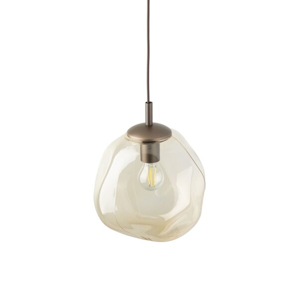 Pendelleuchte Glas Metall Braun Cognac E27 Ø25 cm rund