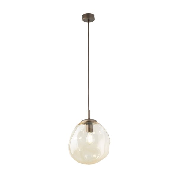Pendelleuchte Glas Metall Braun Cognac E27 Ø25 cm rund