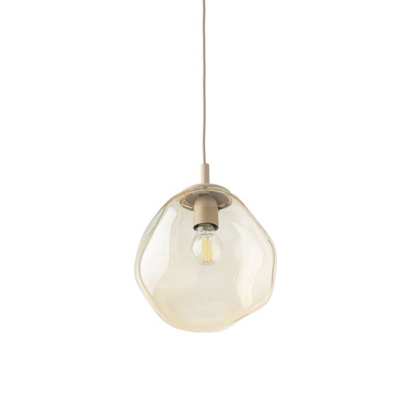 Pendelleuchte Glas Metall Sandfarben Cognac E27 Ø25 cm
