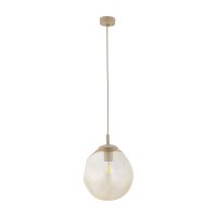 Pendelleuchte Glas Metall Sandfarben Cognac E27...