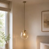 Pendelleuchte Glas Metall Sandfarben Cognac E27...