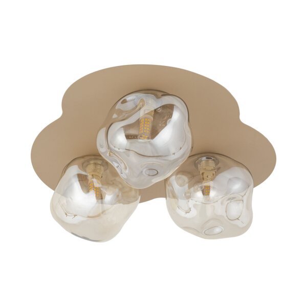 Deckenleuchte Glas Metall Sandfarben Cognac G9 Ø37 cm