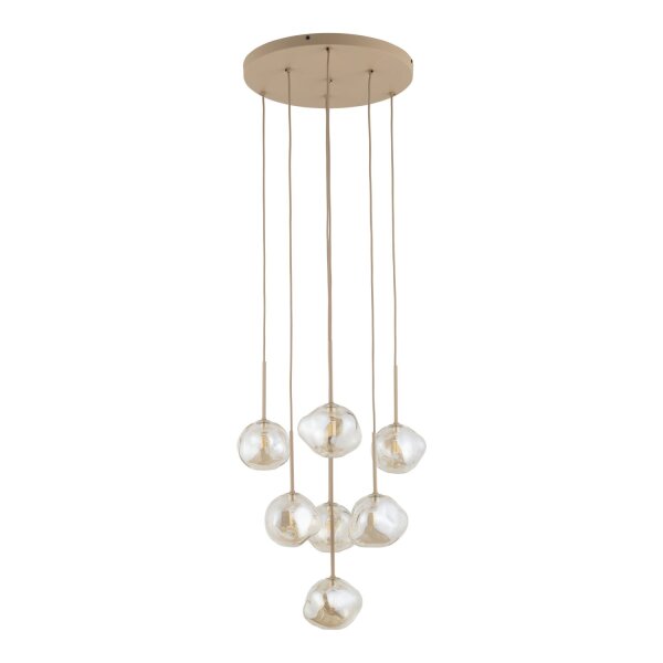 Pendelleuchte Glas Sandfarben Cognac G9 rund B:48,5 cm