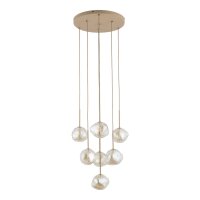 Pendelleuchte Glas Sandfarben Cognac G9 rund B:48,5 cm