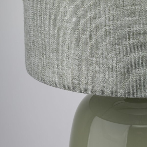 Tischlampe Stoff Glas Grau Olivgrün E27 H:48 cm Modern