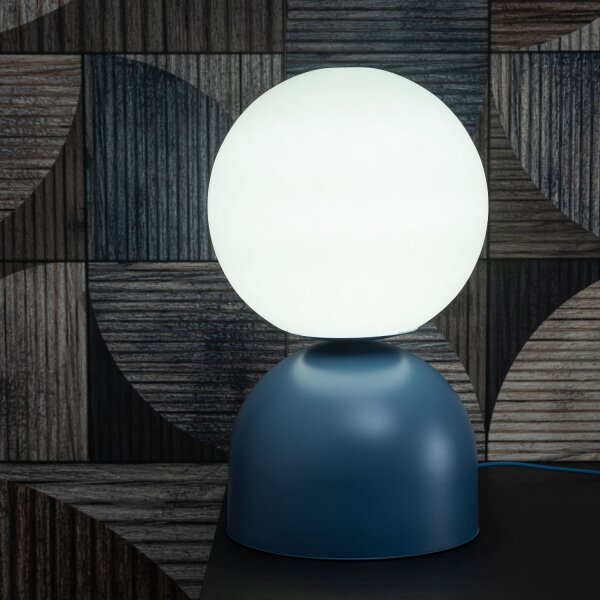 Tischlampe Glas Metall Weiß Blau E27 52 cm dekorativ