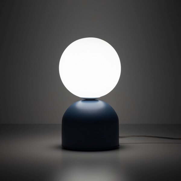 Tischlampe Glas Metall Weiß Blau G9 H:21 cm dekorativ
