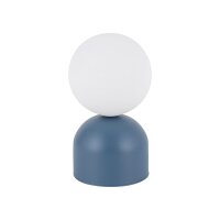 Tischlampe Glas Metall Weiß Blau G9 H:21 cm dekorativ