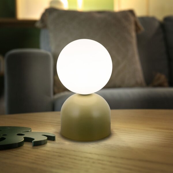 Tischlampe Glas Metall Weiß Pistazie G9 H:21 cm klein