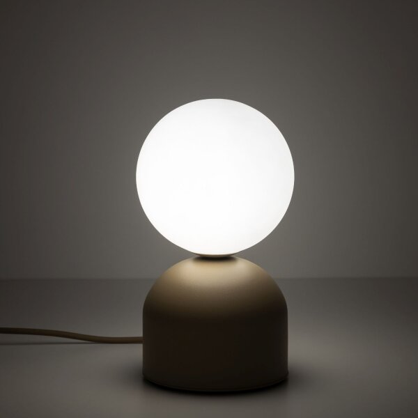 Tischlampe Glas Metall Sandfarben E27 H:52 cm blendarm