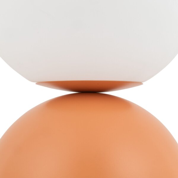 Tischlampe Glas Metall Weiß Orange E27 H:52 cm blendarm