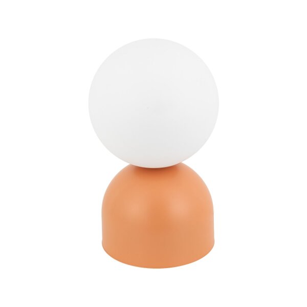 Tischlampe Glas Metall Weiß Orange E27 H:52 cm blendarm