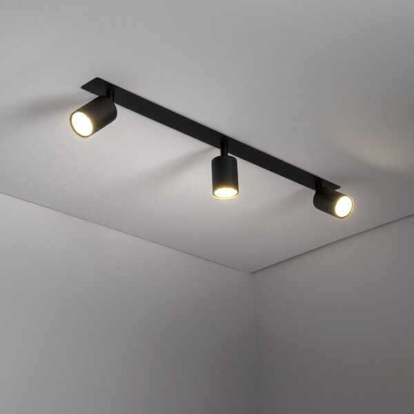 Deckenspot verstellbar Metall Schwarz GU10 L:77 cm