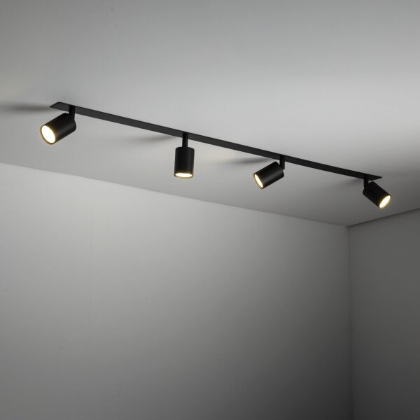 Wandspot schwenkbar 4-flammig Schwarz GU10 L:122 cm