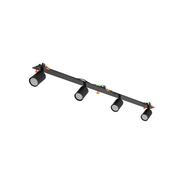 Wandspot schwenkbar 4-flammig Schwarz GU10 L:122 cm