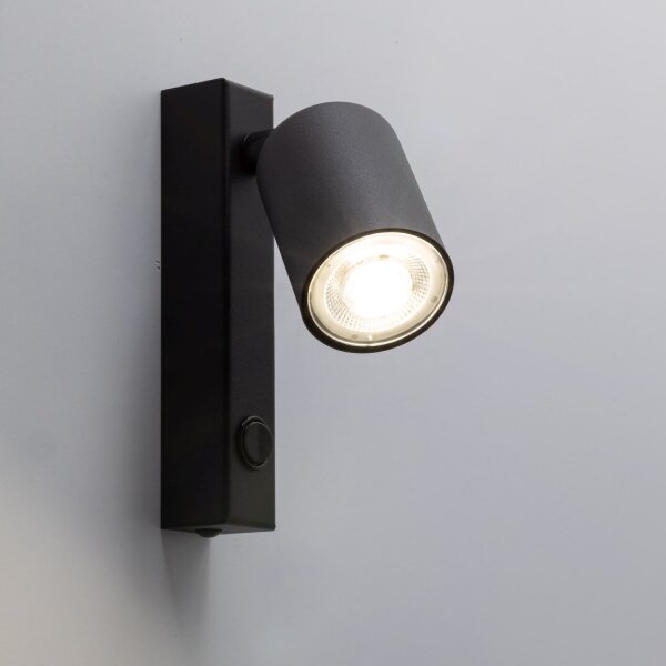 Wandspot verstellbar Schalter Schwarz GU10 B:11 cm