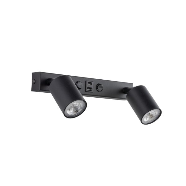 Wandspot verstellbar USB-C Metall Schwarz GU10 B:39 cm