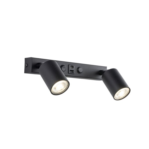 Wandspot verstellbar USB-C Metall Schwarz GU10 B:39 cm