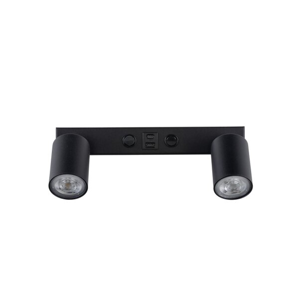 Wandspot verstellbar USB-C Metall Schwarz GU10 B:39 cm
