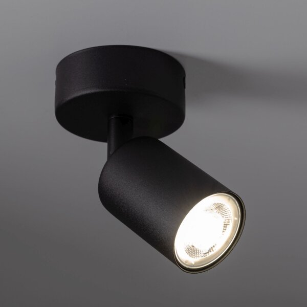 Deckenspot Metall Schwarz akzentuiert GU10 L:12 cm
