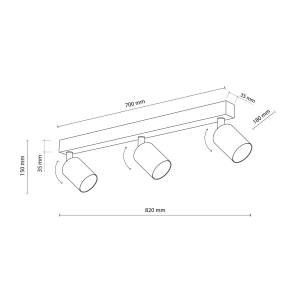 Deckenspot verstellbar Sandfarben Metall GU10 L:77 cm