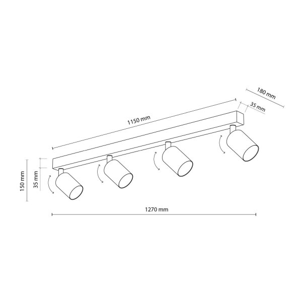 Deckenspot verstellbar Metall Sandfarben GU10 L:123 cm