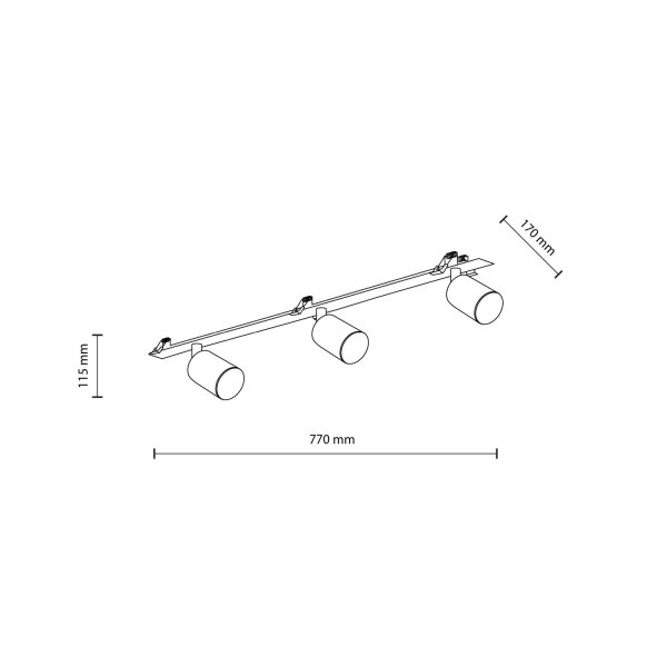 Deckenspot flexibel 3-flammig Metall Weiß GU10 L:77 cm