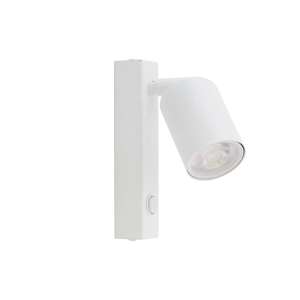 Wandspot verstellbar Schalter Metall Weiß GU10 H:22 cm