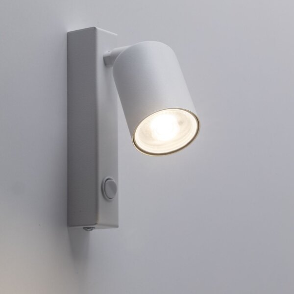 Wandspot verstellbar Schalter Metall Weiß GU10 H:22 cm