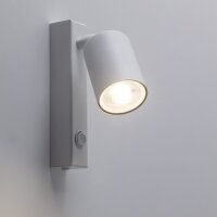Wandspot verstellbar Schalter Metall Weiß GU10 H:22 cm
