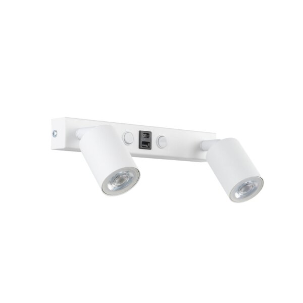 Wandspot Schalter USB-C 2-flammig Weiß GU10 B:39 cm