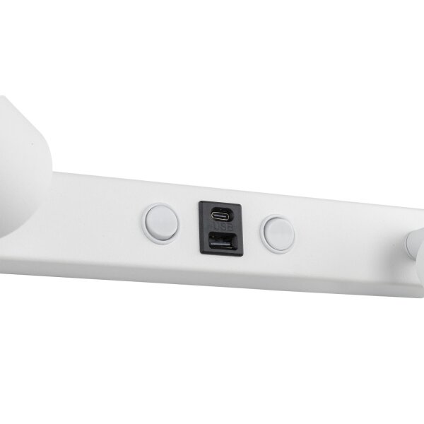 Wandspot Schalter USB-C 2-flammig Weiß GU10 B:39 cm