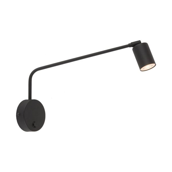 Wandstrahler verstellbar Schalter Schwarz GU10 H:43 cm