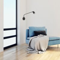 Wandstrahler verstellbar Schalter Schwarz GU10 H:43 cm