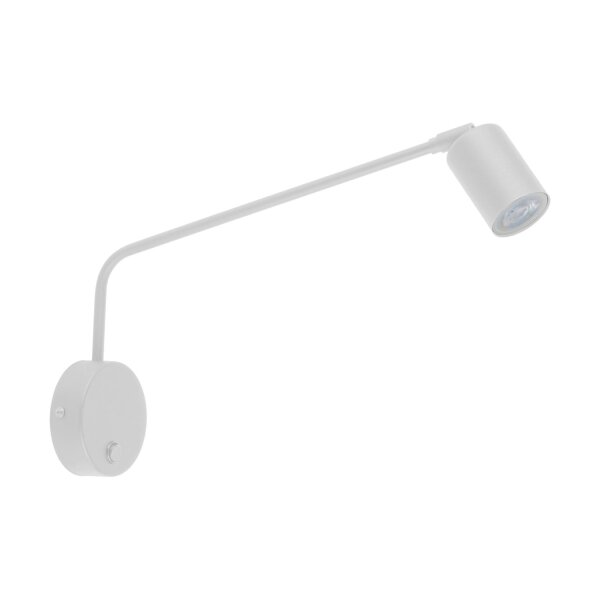 Wandspot verstellbar Schalter Metall Weiß GU10 H:43 cm