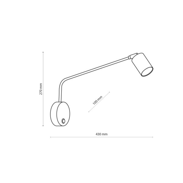Wandspot verstellbar Schalter Metall Weiß GU10 H:43 cm