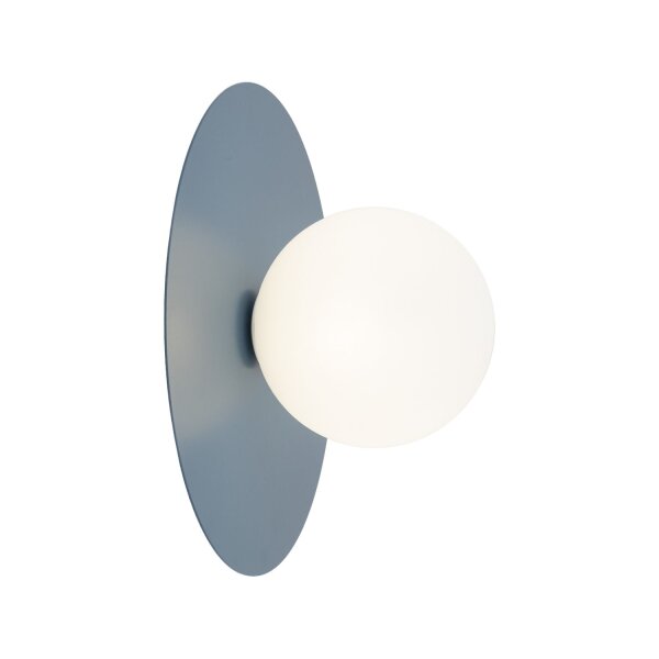 Wandleuchte Glas Metall Weiß Blau H:25 cm Modern rund