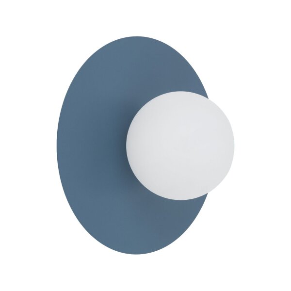 Wandleuchte Glas Metall Weiß Blau H:25 cm Modern rund