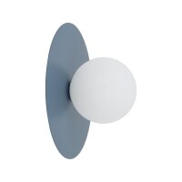 Wandleuchte Glas Metall Weiß Blau H:25 cm Modern rund
