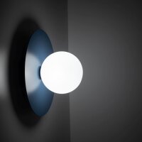 Wandleuchte Glas Metall Weiß Blau H:25 cm Modern rund