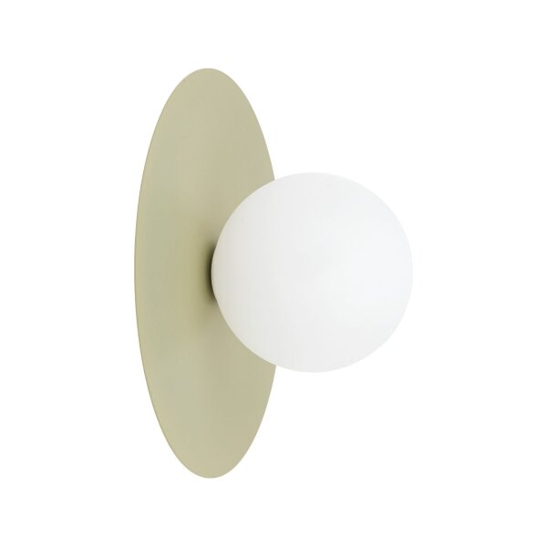 Wandleuchte Glas Kugel Metall Pistazie G9 H:25 cm rund