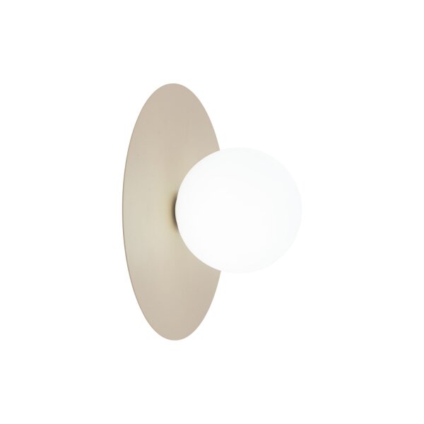 Wandleuchte Glas Kugel Metall Sandfarben G9 H:25 cm
