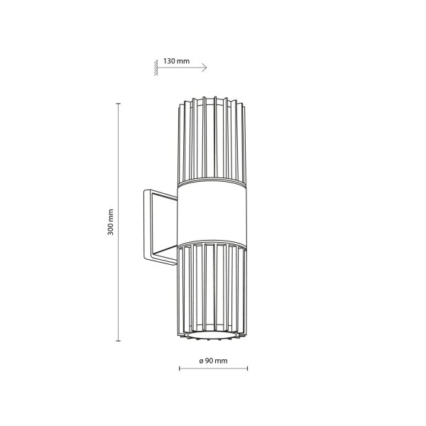 Wandleuchte Up Down Aluminium Grau E27 H:30 cm IP54