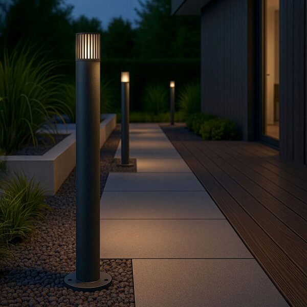 Pollerleuchte blendarm Aluminium Grau H:80 cm IP54 E27