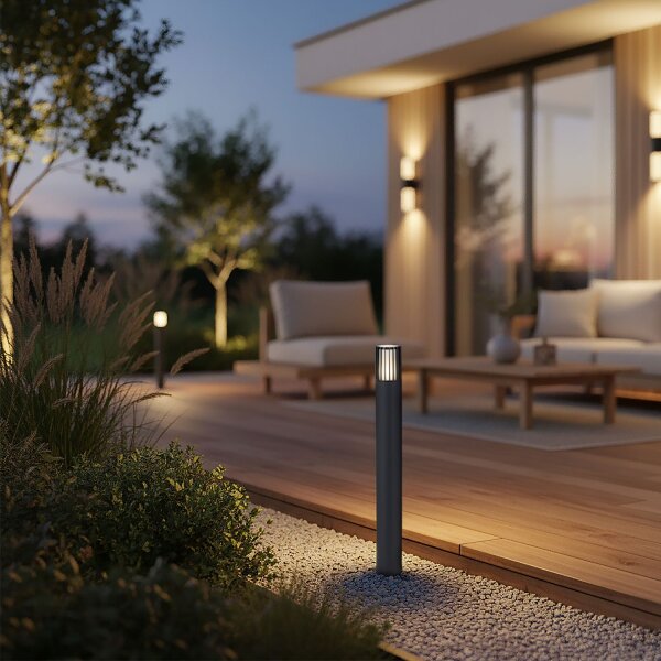 Pollerleuchte blendarm Aluminium Grau H:80 cm IP54 E27