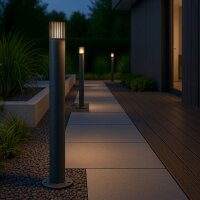 Pollerleuchte blendarm Aluminium Grau H:80 cm IP54 E27