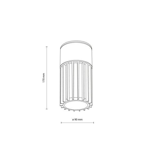 Außendeckenleuchte blendarm Alu Grau Ø9 cm E27 IP54